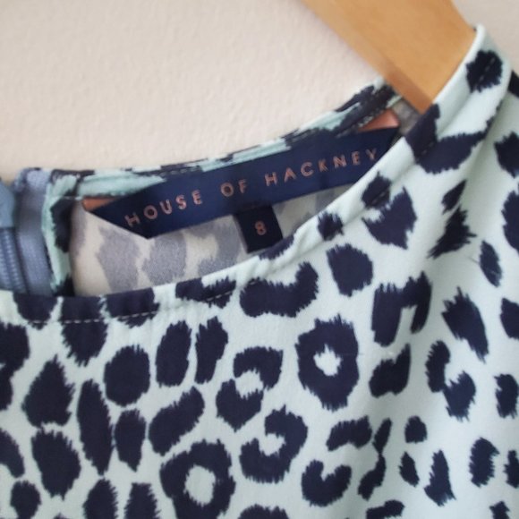 House of Hackney Eden Crepe Dress, US 4 / UK 8 in Blue Leopard Print. - Picture 3 of 4
